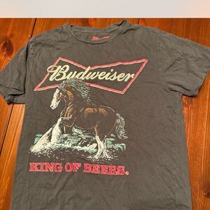 Budweiser Black Graphic Tee with Horse Design